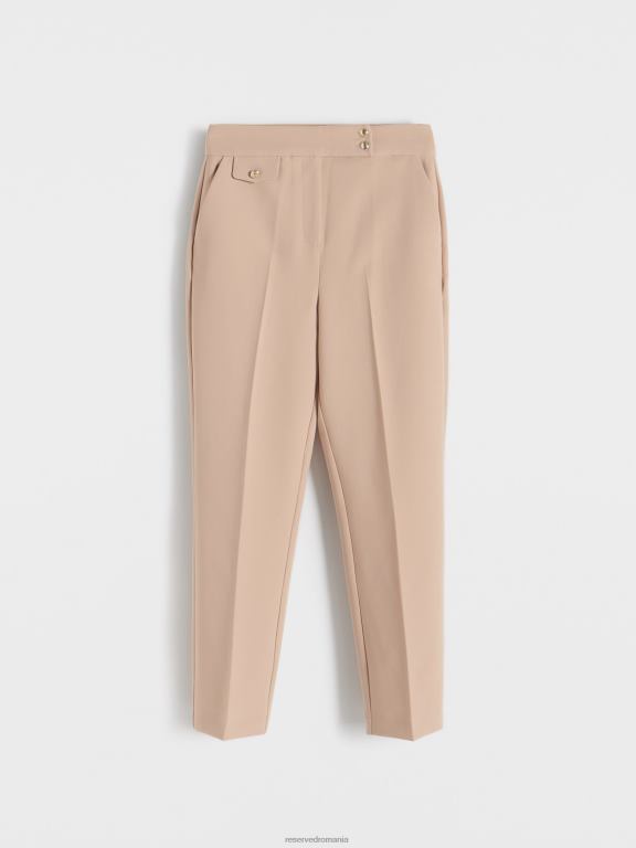 bej Reserved femei îmbrăcăminte pantaloni cu pliu presat 648HZ635