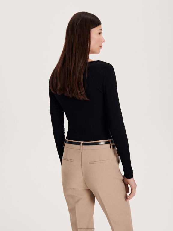 bej Reserved femei îmbrăcăminte pantaloni de tigara cu centura 648HZ673