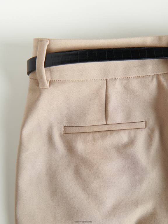 bej Reserved femei îmbrăcăminte pantaloni de tigara cu centura 648HZ673