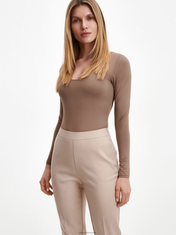bej Reserved femei îmbrăcăminte pantaloni de tigara cu sifon presat 648HZ697