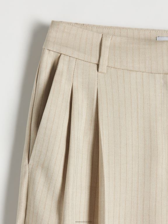 bej Reserved femei îmbrăcăminte pantaloni eleganti cu dungi 648HZ711