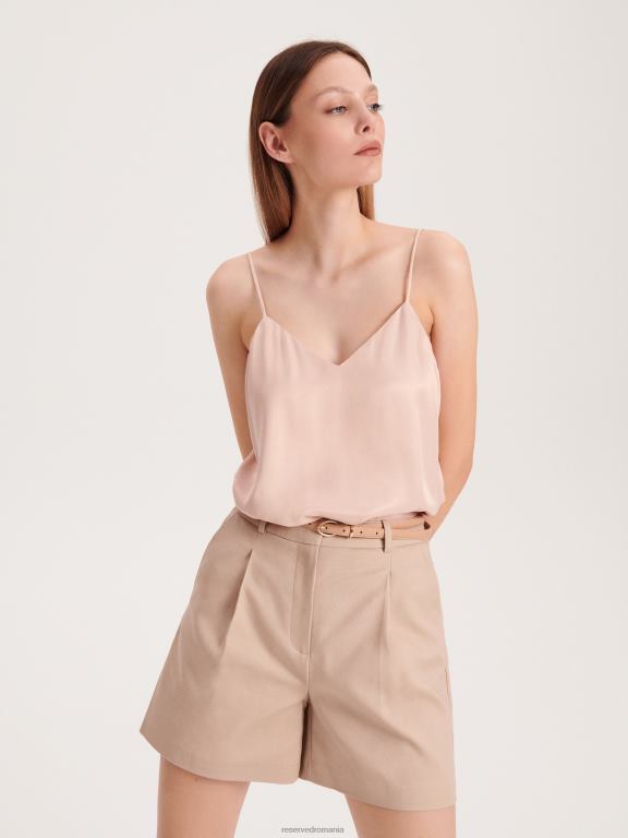 bej Reserved femei îmbrăcăminte pantaloni scurți cu curea din imitație de piele 648HZ574