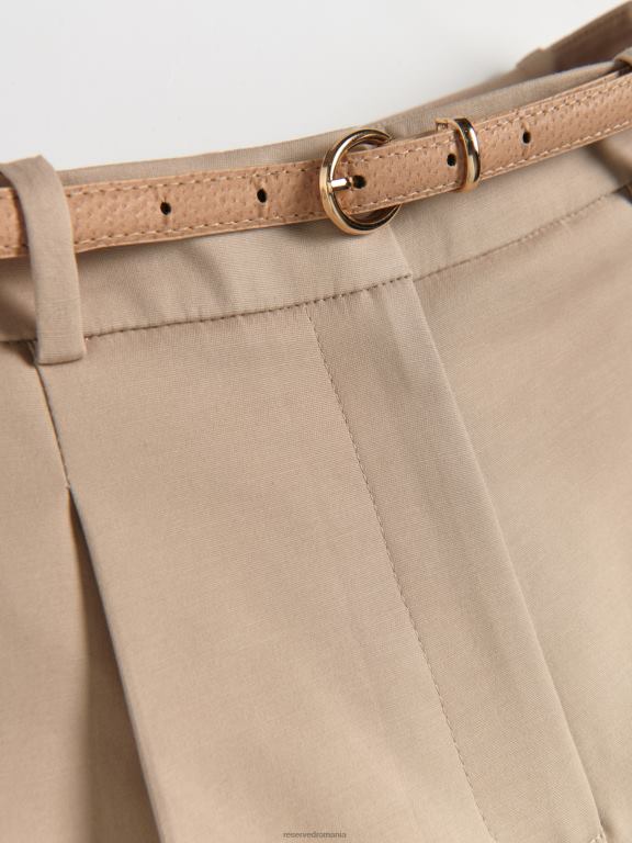 bej Reserved femei îmbrăcăminte pantaloni scurți cu curea din imitație de piele 648HZ574
