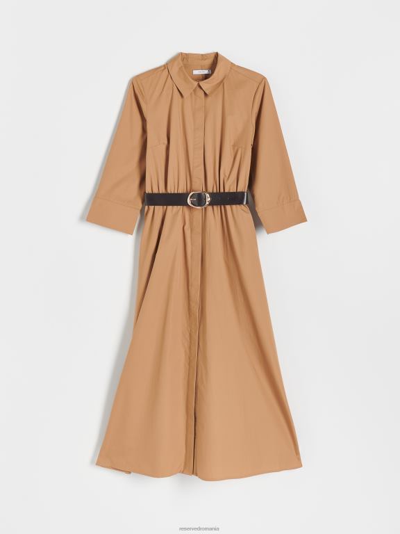 bej Reserved femei îmbrăcăminte rochie bogată în bumbac 648HZ237