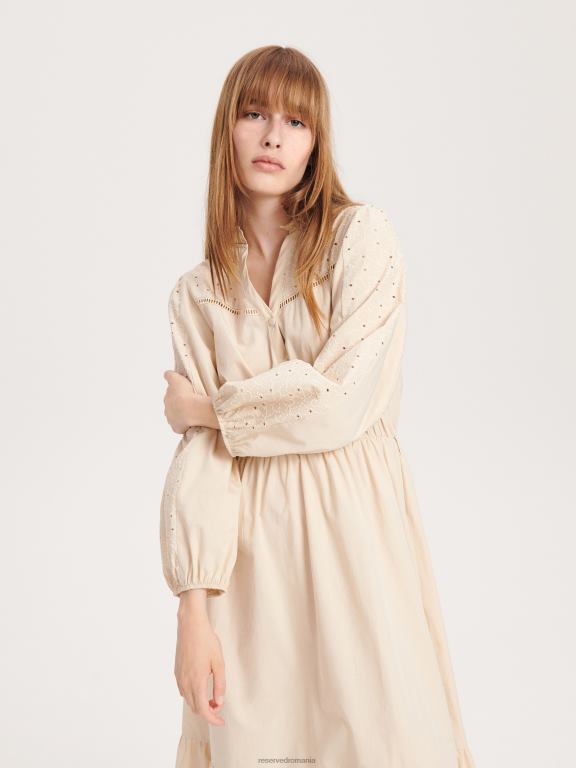 bej Reserved femei îmbrăcăminte rochie maxi din bumbac 648HZ34