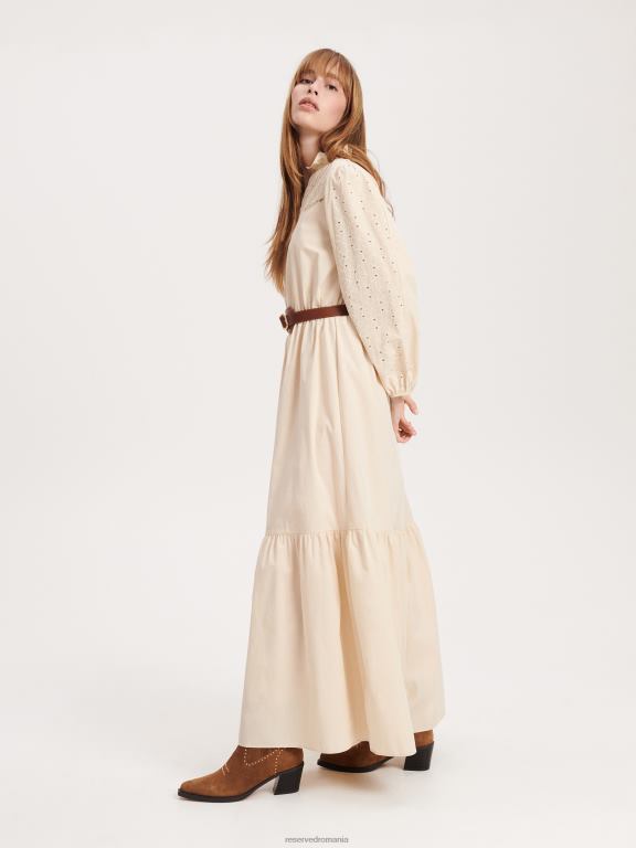 bej Reserved femei îmbrăcăminte rochie maxi din bumbac 648HZ34
