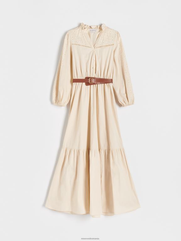 bej Reserved femei îmbrăcăminte rochie maxi din bumbac 648HZ34