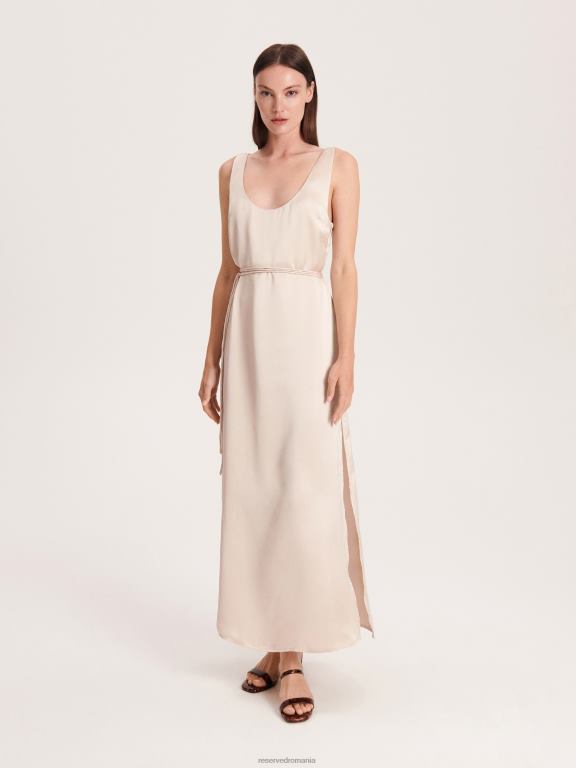 bej Reserved femei îmbrăcăminte rochie maxi din satin 648HZ240