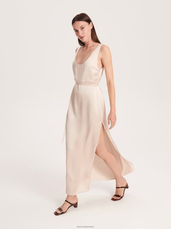 bej Reserved femei îmbrăcăminte rochie maxi din satin 648HZ240