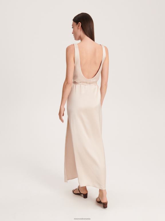 bej Reserved femei îmbrăcăminte rochie maxi din satin 648HZ240