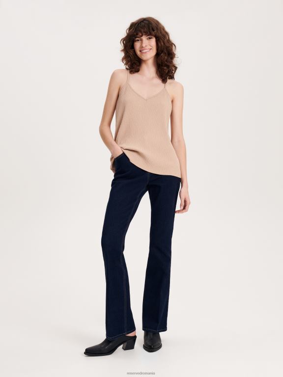 bej Reserved femei îmbrăcăminte top din jerseu plisat 648HZ465