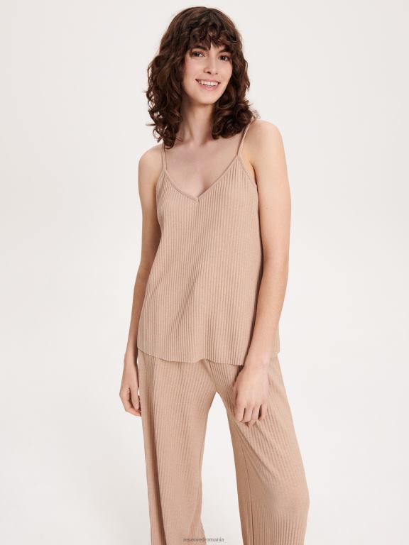 bej Reserved femei îmbrăcăminte top din jerseu plisat 648HZ533