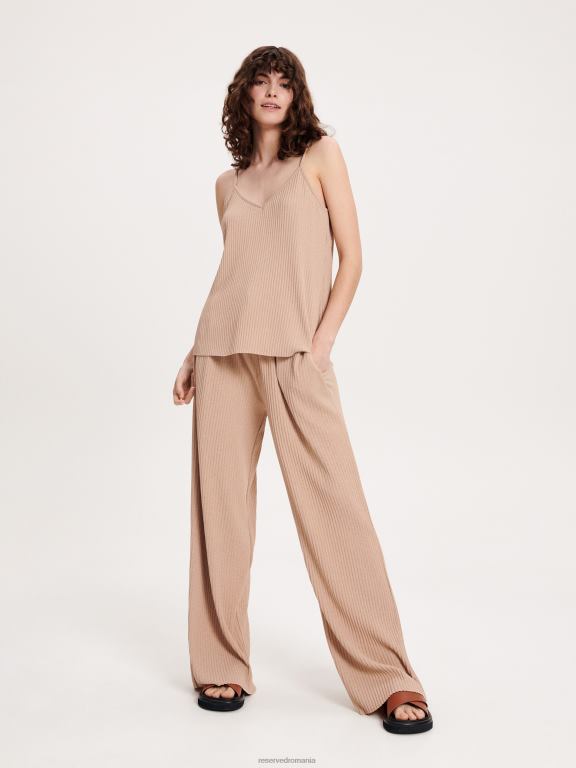 bej Reserved femei îmbrăcăminte top din jerseu plisat 648HZ533