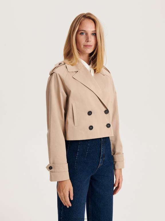 bej Reserved femei îmbrăcăminte trenci scurt 648HZ888