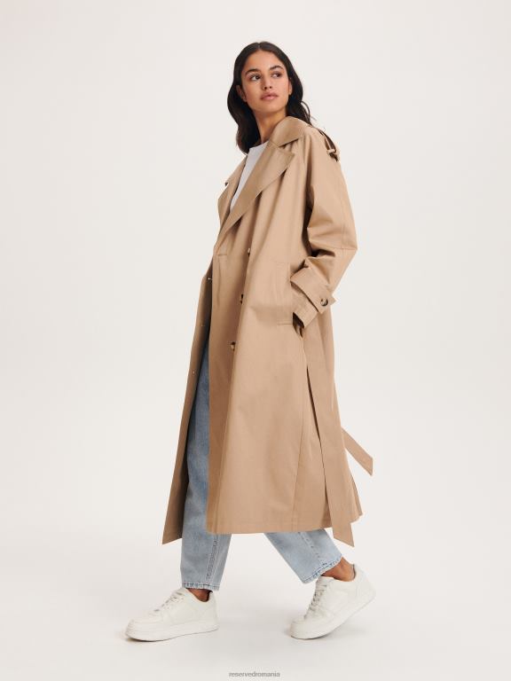 bej Reserved femei îmbrăcăminte trenci supradimensionat cu piept dublu 648HZ870