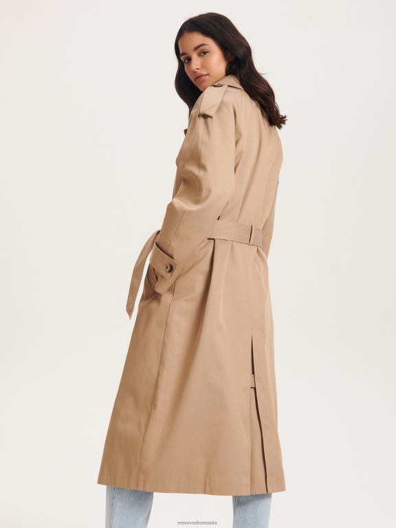 bej Reserved femei îmbrăcăminte trenci supradimensionat cu piept dublu 648HZ870