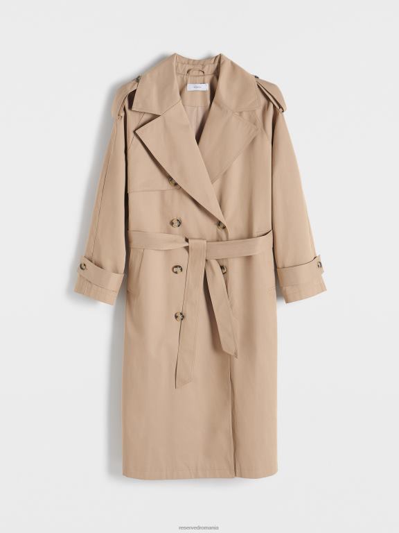 bej Reserved femei îmbrăcăminte trenci supradimensionat cu piept dublu 648HZ870