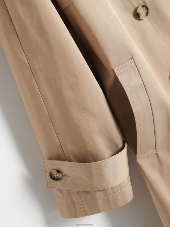 bej Reserved femei îmbrăcăminte trenci supradimensionat cu piept dublu 648HZ870