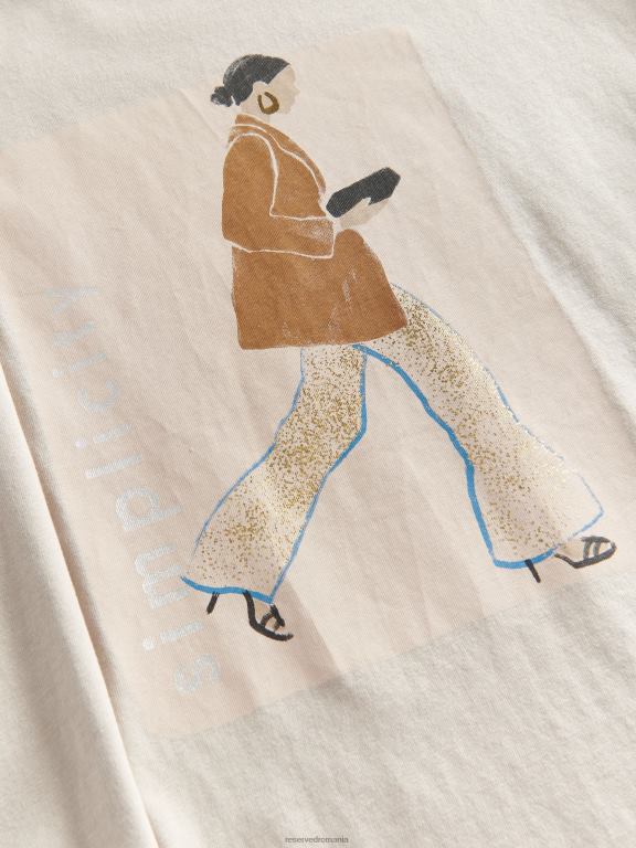 bej Reserved femei îmbrăcăminte tricou cu imprimeu 648HZ369