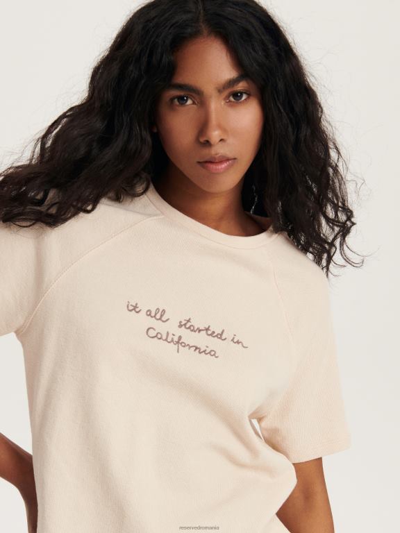 bej Reserved femei îmbrăcăminte tricou imprimat 648HZ481