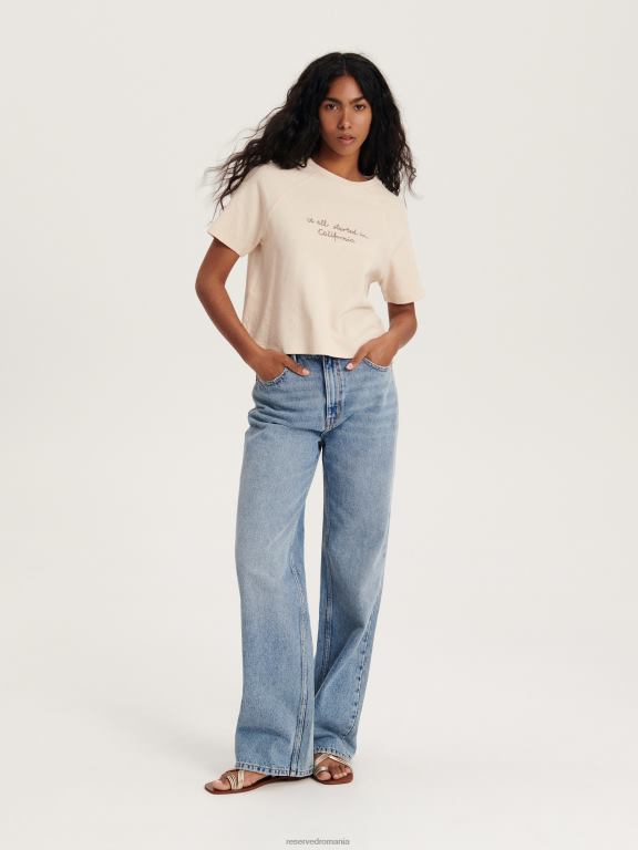 bej Reserved femei îmbrăcăminte tricou imprimat 648HZ481