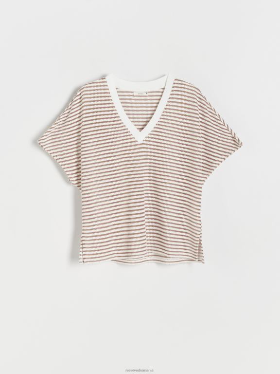 bej Reserved femei îmbrăcăminte tricou nou regular fit 648HZ458