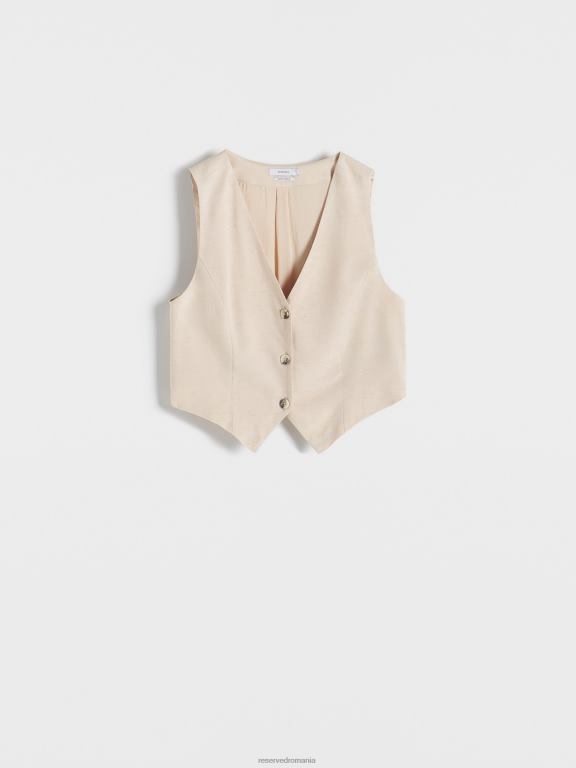 bej Reserved femei îmbrăcăminte vestă bogată în viscoză 648HZ301