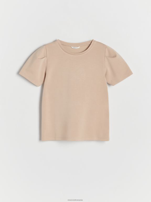 bej Reserved fetelor îmbrăcăminte tricou din amestec modal 648HZ1870