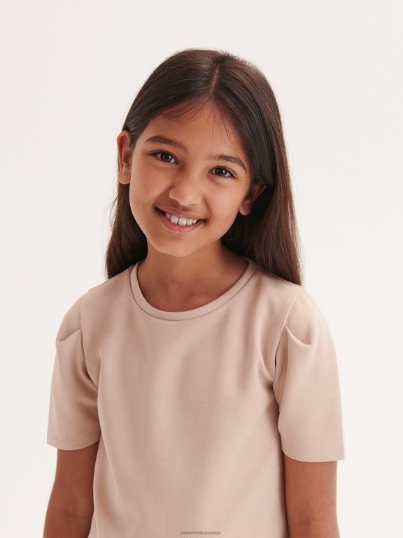 bej Reserved fetelor îmbrăcăminte tricou din amestec modal 648HZ1870