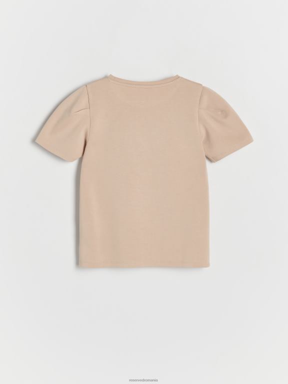 bej Reserved fetelor îmbrăcăminte tricou din amestec modal 648HZ1870