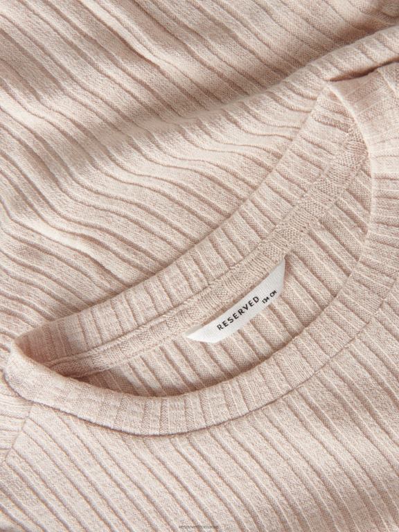 bej Reserved fetelor îmbrăcăminte tricou din tricot în coastă 648HZ1822