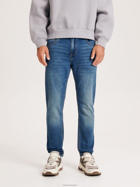 blugi indigo Reserved bărbați îmbrăcăminte blugi subțiri cu efect de spălare 648HZ1565