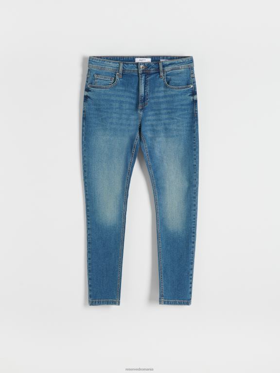 blugi indigo Reserved bărbați îmbrăcăminte blugi subțiri cu efect de spălare 648HZ1565