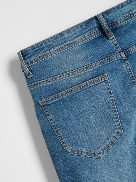 blugi indigo Reserved bărbați îmbrăcăminte blugi subțiri cu efect de spălare 648HZ1565