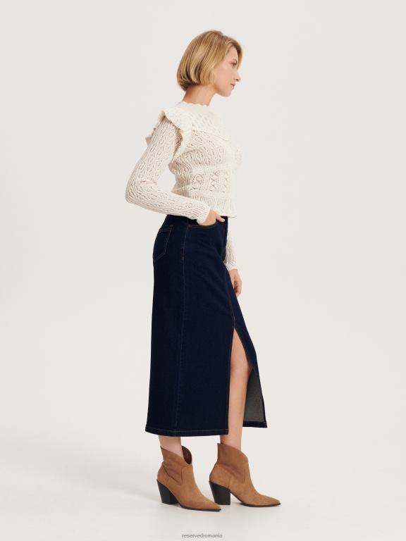blugi indigo Reserved femei îmbrăcăminte fusta midi denim 648HZ97