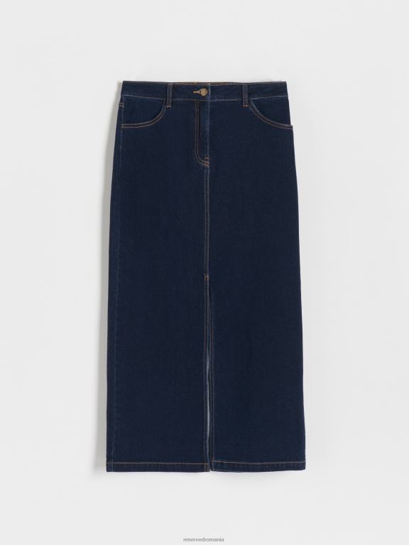 blugi indigo Reserved femei îmbrăcăminte fusta midi denim 648HZ97