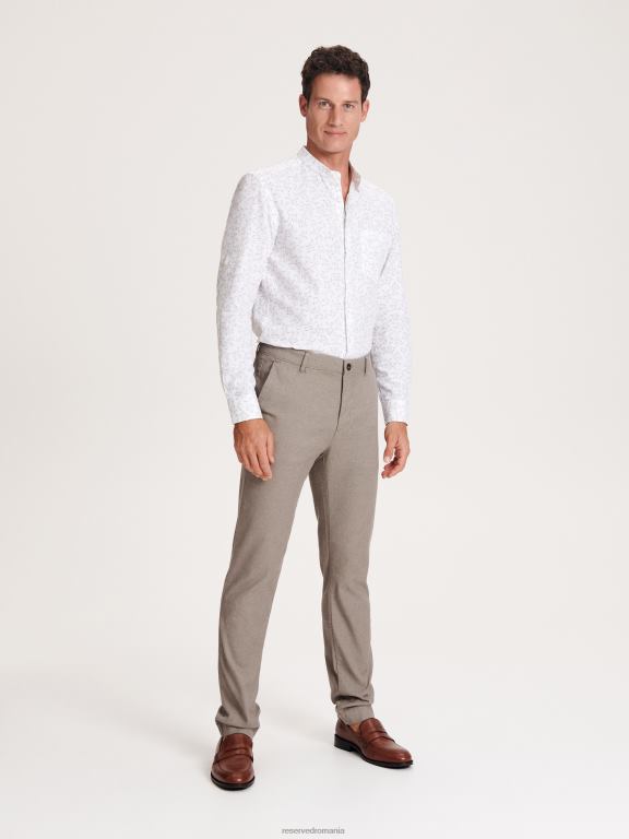 cafea Reserved bărbați îmbrăcăminte pantaloni chino slim fit 648HZ1083
