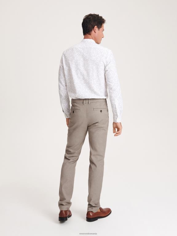 cafea Reserved bărbați îmbrăcăminte pantaloni chino slim fit 648HZ1083