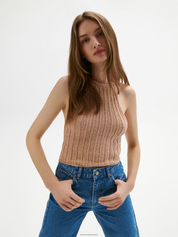 cafea Reserved femei îmbrăcăminte top din jerseu din bumbac organic 648HZ516