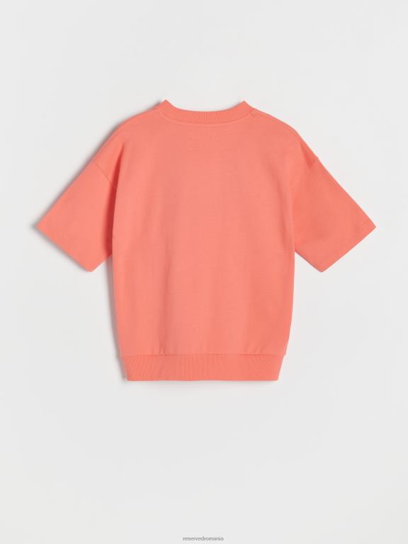 coral Reserved băieți îmbrăcăminte tricou supradimensionat cu broderie 648HZ2218