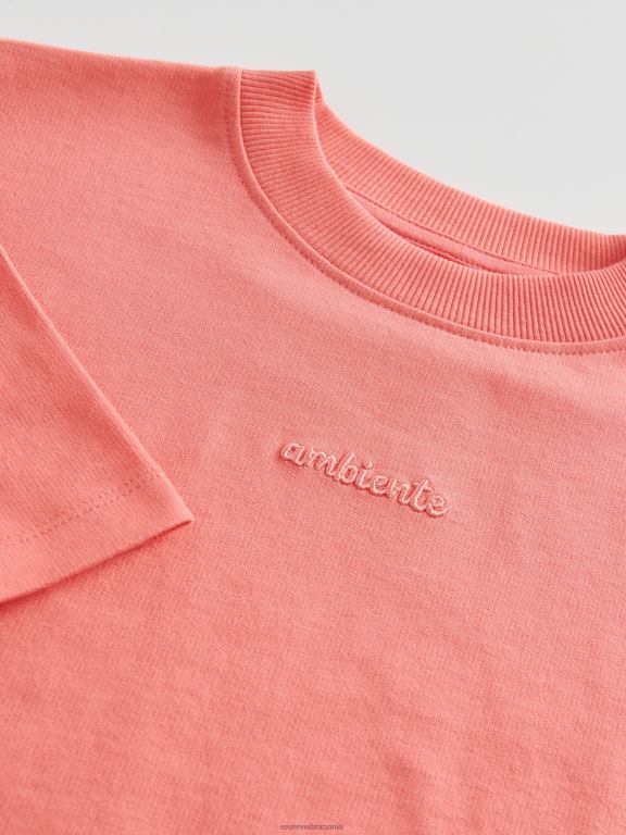 coral Reserved băieți îmbrăcăminte tricou supradimensionat cu broderie 648HZ2218