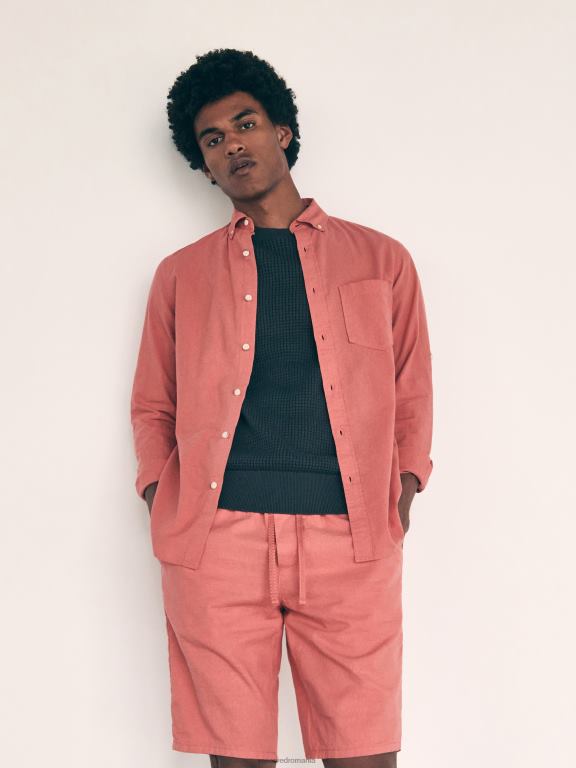 coral Reserved bărbați îmbrăcăminte pantaloni scurți obișnuiți din amestec de in 648HZ1449