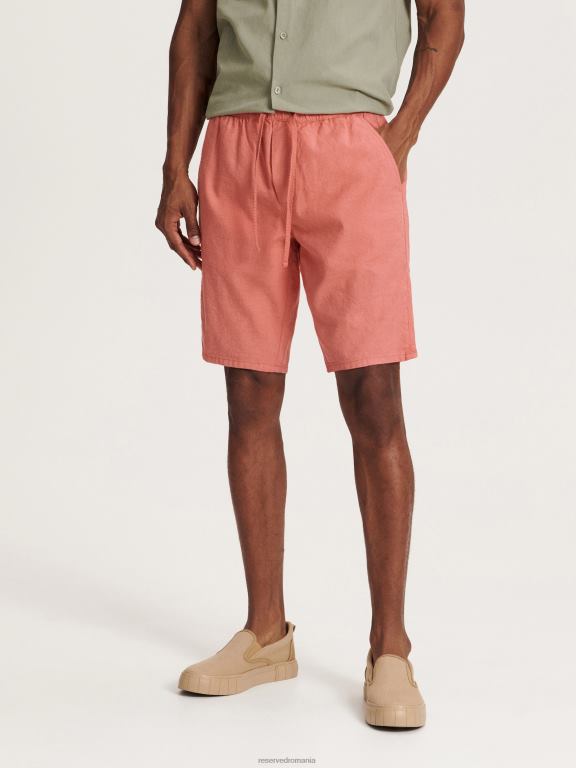 coral Reserved bărbați îmbrăcăminte pantaloni scurți obișnuiți din amestec de in 648HZ1449