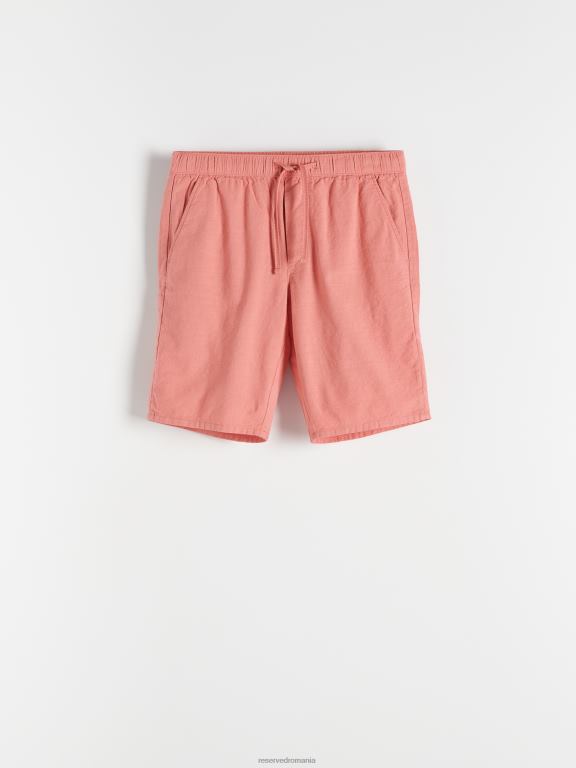 coral Reserved bărbați îmbrăcăminte pantaloni scurți obișnuiți din amestec de in 648HZ1449