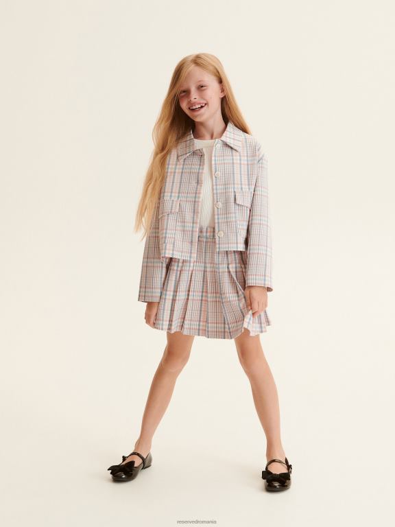 coral Reserved fetelor îmbrăcăminte blazer decupat cu carouri 648HZ1714