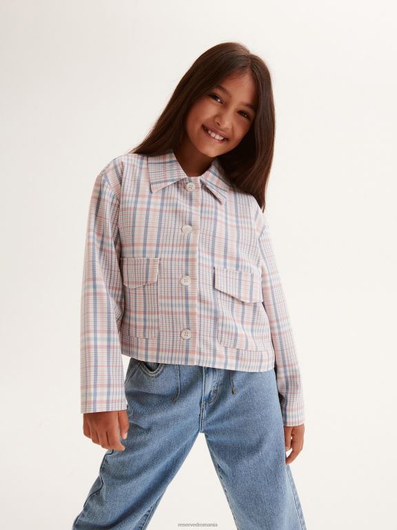 coral Reserved fetelor îmbrăcăminte blazer decupat cu carouri 648HZ1955