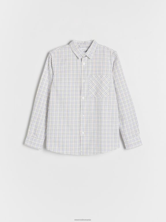 cremă Reserved băieți îmbrăcăminte cămașă din bumbac cu carouri 648HZ2072