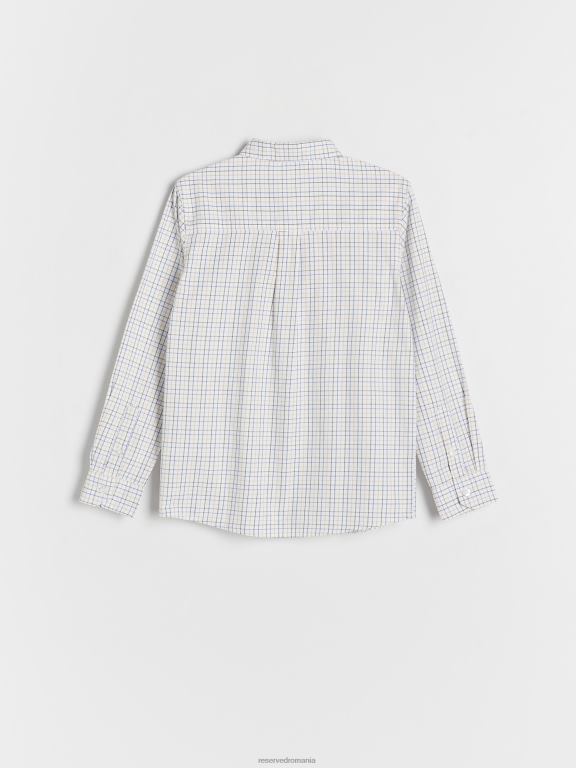 cremă Reserved băieți îmbrăcăminte cămașă din bumbac cu carouri 648HZ2072