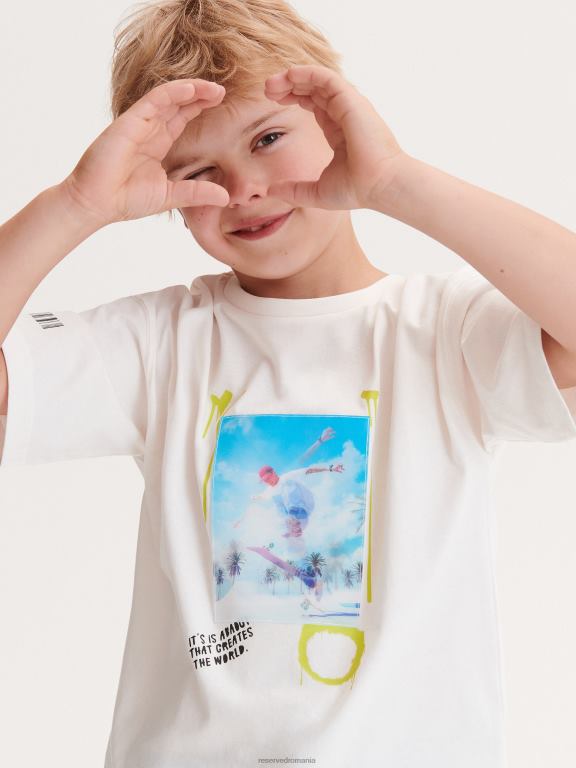 cremă Reserved băieți îmbrăcăminte tricou 648HZ2113