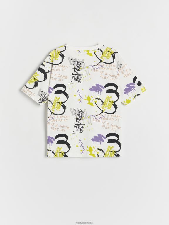 cremă Reserved băieți îmbrăcăminte tricou cu imprimeu 648HZ2118